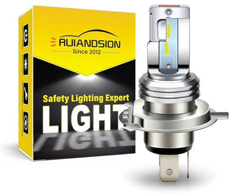 Ruiandsion H4 LED Motorbike Headlight Bulb White 6V 12V DC 6-24V Hi/Lo Beam LED Bulb Replacement for Motorcycle Headlamp, Non-polarity