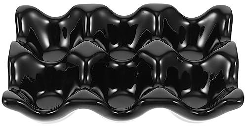 Cabilock Soporte De Huevos De Cerámica Para 6 Huevos Bandeja Para Servir Práctica y Organizador De Alimentos Color Negro