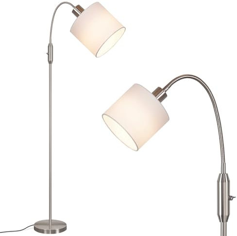 Glitzerlife Stehlampe Leselampe bogenleuchte Vintage - Bogenlampe Wohnzimmer E14 Silber Stehleuchte Industrial 1 Flammig 360° Drehbarer Lampenschirm Standlampe Schlafzimmer Ohne Leuchtmittel