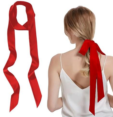 Ownkim Cintura da Donna in Raso 5 cm x 190 cm - Nastro Imitato Seta per Abiti, Pantaloni, Shorts, Outfit, Cappelli, Sciarpa, Cravatta, Cappelli (Rosso)