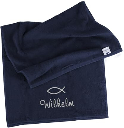 Striefchen® Besticktes Handtuch für Jungen und Mädchen zur Taufe/Kommunion/Konfirmation (Blau, 50 cm x 100 cm (B/H))