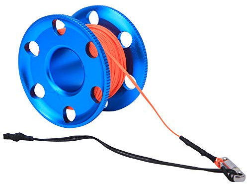 SUNGOOYUE Mehrzweck-Tauchrolle, Fluoreszierende Orange Linie, Tauch-Fingerspulenrolle mit Doppelend-Druckknopf für Höhlentauchen, Technische Tauchaktivitäten (50M)