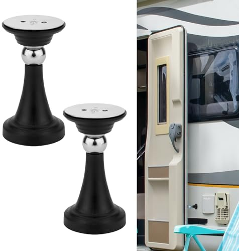 2St Magnetische Türschnäpper für Wohnmobile, 9,8x5,3cm Türstopper Magnetisch mit Bändern und Schrauben, Türstopper Wohnmobil Zubehör für die Gepäcktür von Wohnwagen, Wohnmobilen, Wohnmobilen (Schwarz)