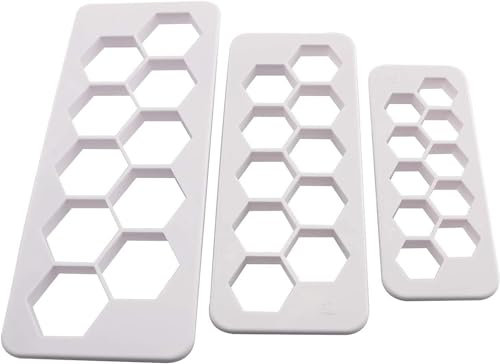 BLLNDX Hexagon Multi Cutter 3 Sizes White Hexagon Cookie Cutter Football Cake Fondant Cake DIY Decorative Moldings