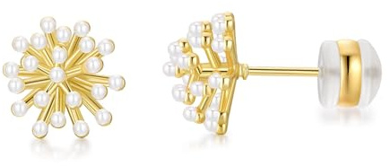 Aleasha Perle Ohrringe Gold Edelstahl Süßwasserperlen Creolen Ohrringe Schmuck 18K Vergoldet