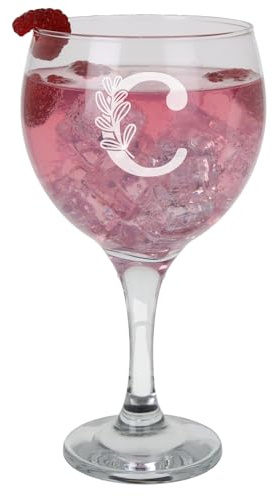 C Personalised Monogram Initial Etched Gin Goblet Glass Engraved Name Gin Glass Birthday Gift for Her or Him Custom Name Gift for Her or Him Personalised Initial Engraved Large Gin Glass 645ml