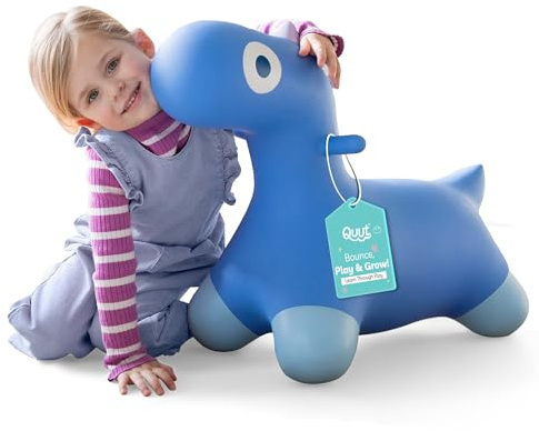 Quut - Hoppi Dino Springen – aufblasbares Springspielzeug – Außen und Innen – Design – inklusive Pumpe – Geschenk – ab 18 Monaten (kosmisches Blau)