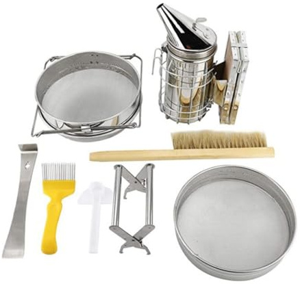 HALAWAKA Bee Keeping Starter Kit Beekeeping Supplies, Bee Keeping Supplies-All Beekeeping Tools Bee Supplies and Equipment, Honey Bee Hive Starter Kit Tools Beekeeping Bee Smoker for Beekeeping