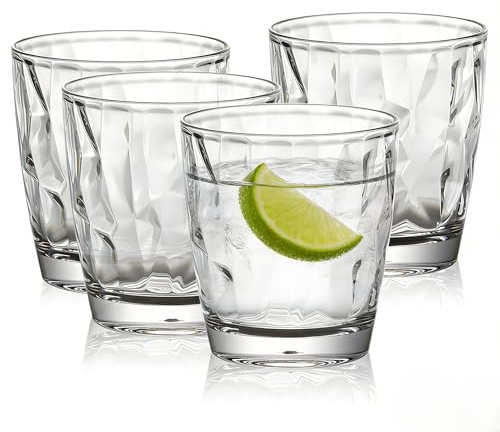 AstraLoom Vielseitiges 300 ml Campingglas-Set aus bruchsicherem Kunststoff, spülmaschinenfest, stapelbar, für Wasser, Saft und Wein, ideal für Familienessen, Partys und Picknicks (Transparent)