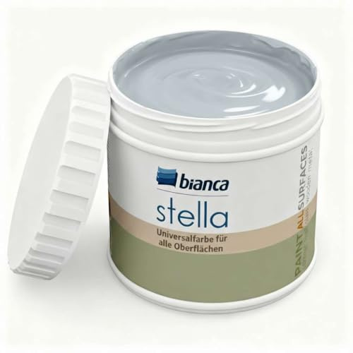 Bianca Stella Vernice per mobili premium senza carteggiatura per cucina e bagno, Grigio ghiaccio, Lucido, 500ml, a base acquosa, vernice acrilica per tutte le superfici, legno, piastrelle, metallo