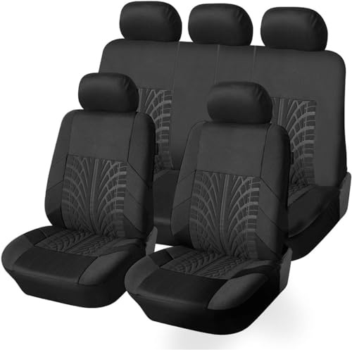JHYGBKYHGG 9 Pezzi Set coprisedili Auto per Citroen C3 aircross 2017-2025, Coprisedili per Comodi Traspiranti Auto Protezione per Sedile Accessori Interni,D/Black