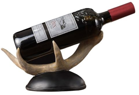 LSHIJI Kreatives Weinregal Weinregal aus Kunstharz, Flaschenhalter, Hirschgeweih-Dekor, Inneneinrichtung, Bar, Küchenregal, Wohndekoration, Zubehör, Tischaufbewahrung Flaschenregal