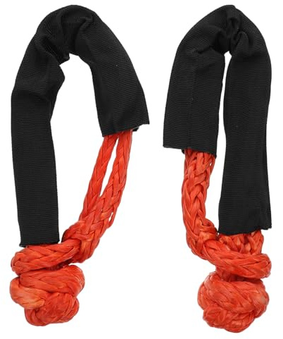 Ciieeo 2 Pièces Manille Souple Orange avec Housse Protectrice pour Traction et Remorquage Sangles Flexibles pour SUV Camion ATV et Remorque