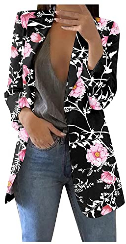 Generico Blazer Donna Elegante Giacca Primaverile Donna Lunga Primaverile Giacca Curvy Blazer Mezza Stagione Corto Tailleur Ancho Autunnale Suits Ropa 2#Rosa M