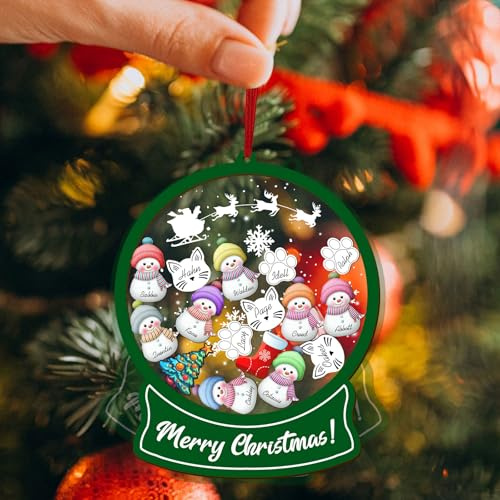 Adornos de Navidad Personalizados 2025 con Nombres y Foto, Adornos de Navidad de Madera Personalizados, Decoraciones para Árbol de Navidad, Regalo Recuerdo para Niños y Familias (Bola de Nieve 2)
