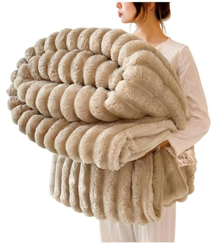 Plaid matrimoniale pile, Morbido Caldo Plaid Peloso di Pelliccia Sintetica, Coperta in peluche di lusso, super morbida, soffice e accogliente, per divani, divani, letti