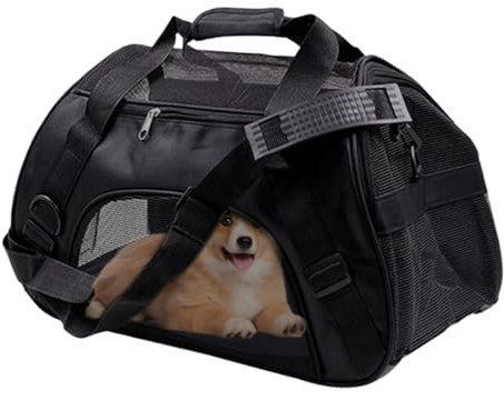 Bolsa de transporte para gatos, transpirable, plegable, con correa de hombro ajustable para la caja de transporte de gatos, para cachorros, conejos, razas pequeñas y medianas al aire libre, paseos