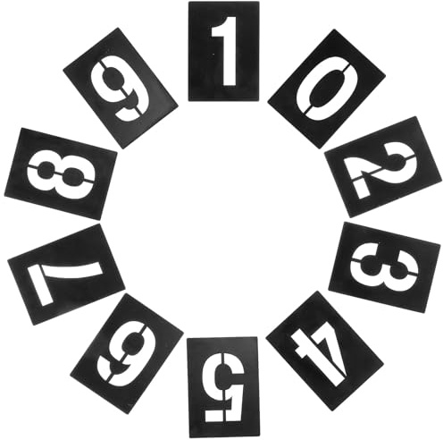 FOMIYES Pochoirs de Chiffres 0 à 9 Réutilisables en PVC 0,5 MM, Hauteur 10 CM, 10 Gabarits pour Peinture sur Bois et Décoration Intérieure