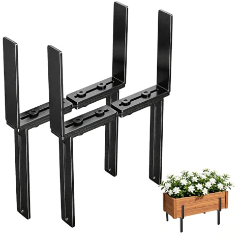 Riisoyu 2 Stück Blumenkastenhalter, Standard H-Form Kasten Halter 2-Fach verstellbar für Balkon-Brüstungen und Geländer Balkonkastenhalter Ohne Bohren Balkonkasten Halterungen