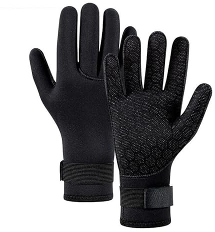 Handskar Neopren Scuba Surfing 3MM for män Kvinnor Barn Termiska Anti Halk Spearfishing Forsränning Kajakpaddling Varmt Och BekväMt(KKQ-015 black,XS)