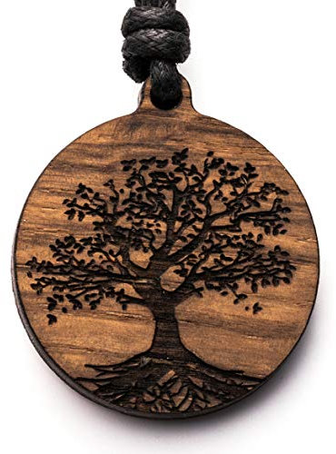 treeforce Baum des Lebens, Lebensbaum, Holzkette, Halskette, Schlüsselanhänger oder Auto- Anhänger 3 in 1 DIY Schmuck, Handmade, nachhaltig und vegan aus Holz