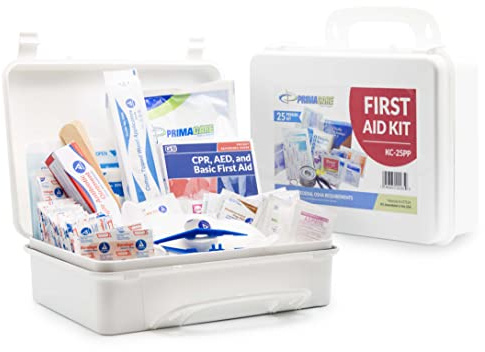 Primacare KC-25PP 25 Person Compact First Aid Kit with 157 Pieces Emergency Medical Supplies, Portable Kits for Home, School and Office, Wall Mount, 10x7x3 inches
