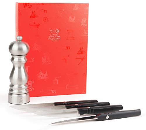 Peugeot Saveurs 50139 4, 3, 2, 1, de mesa maletín MP U 'Select Paris Chef 18 cm + 4 cuchillos de carne Bistro, gris