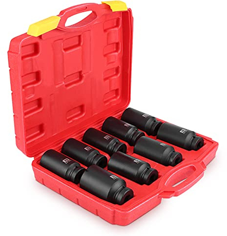 Juego de Dados de Impacto 1/2 9 Piezas 29-38mm | Herramienta taller, extraccion y fijacion tuercas, acero cromo 40 templado, compatible 1/2 pulgada