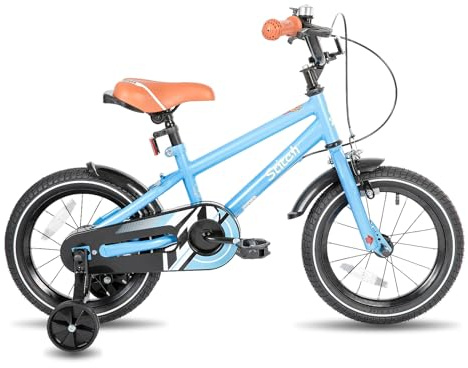 STITCH 14 Inch Kids Bike for 3-5 Ages Boys, 14 Wheels Bike for Boys With Stabilisers, Blue…