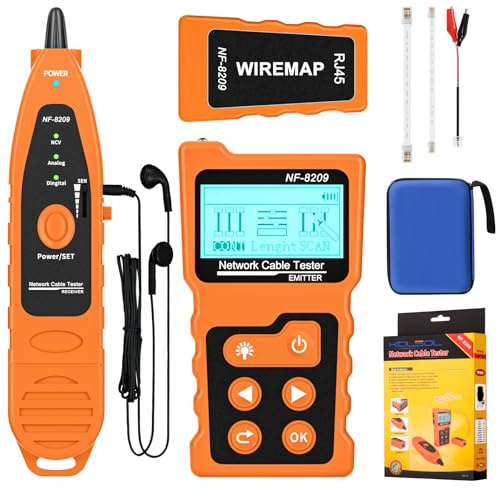 KOLSOL Network Cable Tester,Network Cable Wire Tracker for Cat5/Cat6, NF-8209 PoE Tester with NVC/LCD LAN Cable