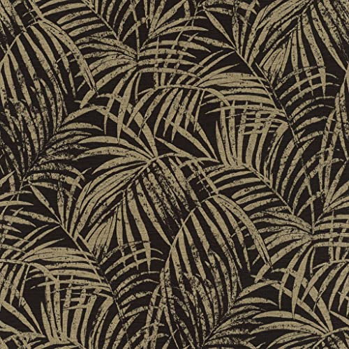 Rasch WTD 832143 Papier peint intissé avec palmiers et feuilles de palmier Noir/doré