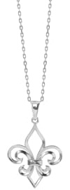 TALISMAN JEWELRY - Pendentif Fleur de Lys en Argent Rhodié Chaîne incluse.