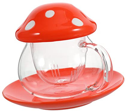 Tasse à thé en avec en forme de champignon, tasse à lait transparente pour crème glacée, thé, jus, boissons, cappuccino, chocolat chaud, rouge