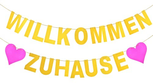 EKKONG Herzlich Willkommen Girlande, Welcome Back Girlande Willkommen Zuhause Banner mit Seil für Familie Partydeko Geburtstags Party Dekoration Hängedekoration (Glitzerpapier)