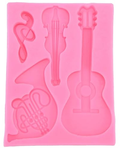 2Pcs Silicone Mold, Music Note Fondant Mold, Cute Guitar Violin Sax Mold Chocolate Mold Cake Mold Decoration Mold Bakery Supplies