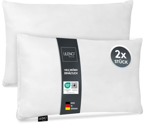 LILENO HOME Microfaser Kissen 50x70 cm [2er Set] bis 95 Grad waschbar | Kopfkissen 50x70 cm als Kissen-Füllung für Bett oder als Dekokissen - Sofakissen & Zierkissen