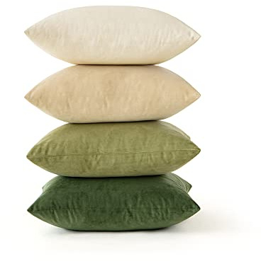 MIULEE 4er Set Kissenbezug 40×40cm Samt Farbverlauf Hellgrün Serie | Weicher Farbverlauf Kuschelig Pflegeleicht Langlebig Dekorativ Für Sofa Wohnzimmer Schlafzimmer Kinderzimmer Und Büro