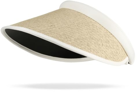 Clape Summer Sun Visors for Women Straw Wide Brim Sun Hat White