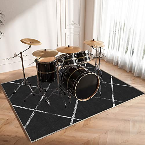CDVR Schlagzeugteppich Drum Teppich Schlagzeug Teppich Schallschutz Teppich Schallschutzmatte rutschfeste Trommel Teppiche Schallschutzdecke, Drum Rug Matte Drumteppich 120 x 100 cm - Verdickter