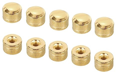 PATIKIL M5 Cappuccio Dado, 25pz Dado Dado Vite Pomello Cappuccio Inserto Bullone Coperchio Femmina Filettatura Zigrinata Ferramenta Raccordi Luce Fissaggi Oro Tono