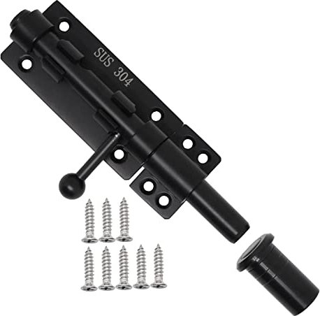 berjalan Chiusura per Cancelli Scorrevoli per Impieghi Gravosi con Lucchetto, Chiusura a Chiavistello Orizzontale e Serratura a Pavimento (Nero, 6 Pollici)