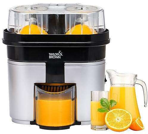 Taylor & Brown Electric Twin Citrus Juice Maker, with Anti-Drip Valve Citrus Orange Fruits Squeezer Household Fruit Mixer, Fast Double 90W Electric Lemon Orange Fresh Juicer Cutter Slicer