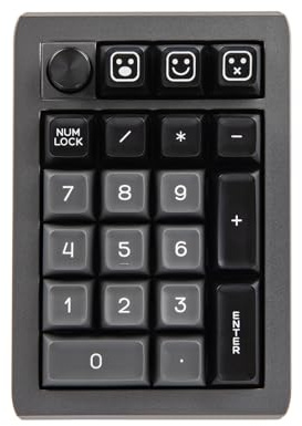 EPOMAKER EK21 NumPad Numérico Teclado Via programable con Hot Swap y Esfera Metálica, Mecánico Teclado Bluetooth/2.4Ghz/USB-C para Win/Mac/Gaming (Flamingo Switch, EK21 Black)