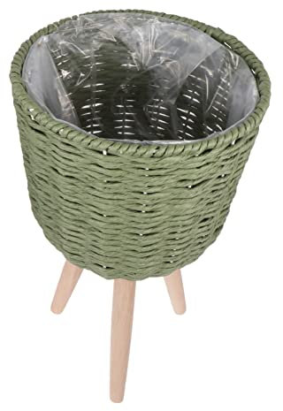 DIKACA 1Stk Pflanzgefäß Rattan pflanzregale Indoor blumenständer Balkon pflanzgefäße mit ständer Pflanzentopf mit Ständer Pflanzgefäß für draußen Bambuspflanze Haushaltseinrichtung