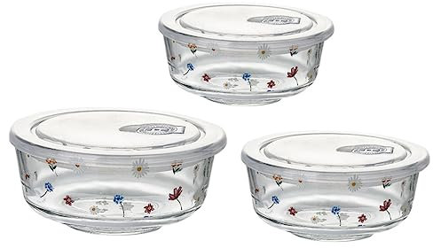 IMIKEYA Saladier avec Couvercle Motif Abeille Petite Fleur Élégant Bol en Verre pour Riz Fruits Dessert