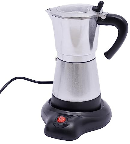 MIIWWOWO Cafetière à expresso électrique, pour 6 tasses, petite machine à expresso, italienne, 300 ml, à induction, 6 tasses, (argenté)