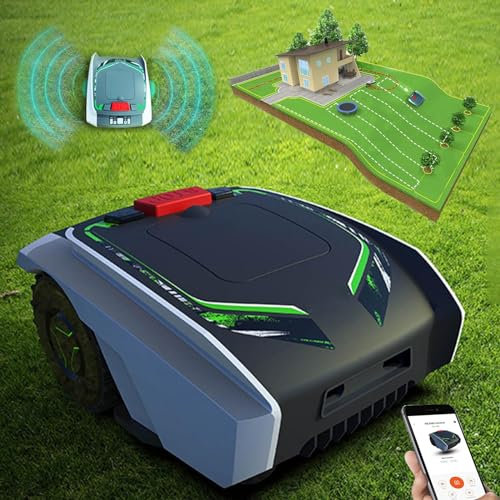 Tondeuse à Gazon Intelligente Automatique, ContrôLe App des Tondeuses à Gazon RobotiséEs, Longue DuréE De Vie De La Batterie (20V 5Ah-120Min), éTanche, Dispositif De Protection De SéCurité
