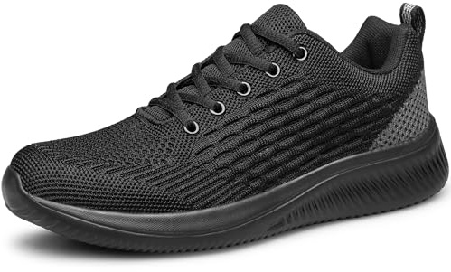 Raoendis Mens Trainers Running Shoes Sport Sneakers, Breathable Lightweight Walking Trainers Gym Mesh Training Shoes Work Sneakers Black 13
