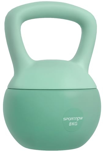 SPORTNOW Pesa Rusa 8 kg, Soft Kettlebell Relleno de Arena Metálica y Mango Antideslizante, para Entrenamiento Culturismo en Casa, Gimnasio, Verde