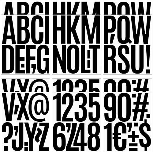 13 cm Groß Buchstaben Zahlen Aufkleber Kit(122 Stück),12 Blätter Schwarz Klebebuchstaben Groß,Selbstklebend Vinyl Alphabet für Schilder,Adressnummer,Fenster, Poster, Briefkästen,Autos